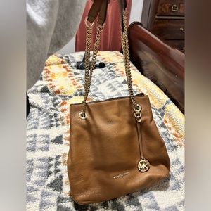 Michael kors chain link gold and brown purse